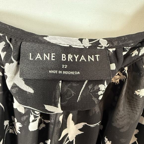 Lane Bryant SIZE 22 Womens Grosgrain Ribbon Straps Black White Floral Chiffon - Picture 8 of 10
